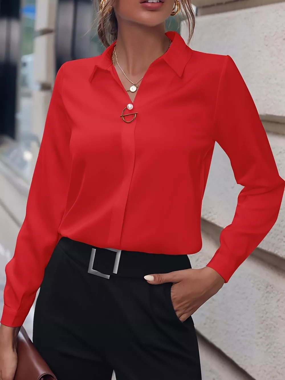 Long Sleeve Satin Blouse, image 13