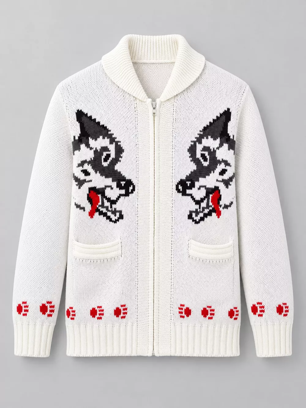 Men's Full Size Animal Chunky Knit Zip-Up Cardigan Plus Size, image 42
