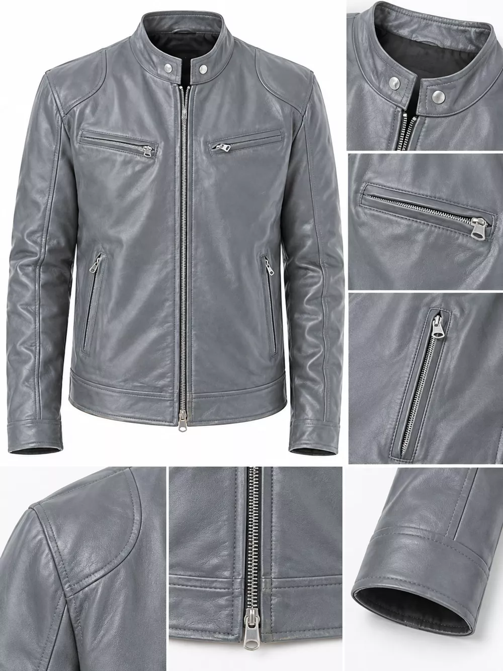 Men's Full Size Faux Leather Zip Up Jacket Plus Size, image 40