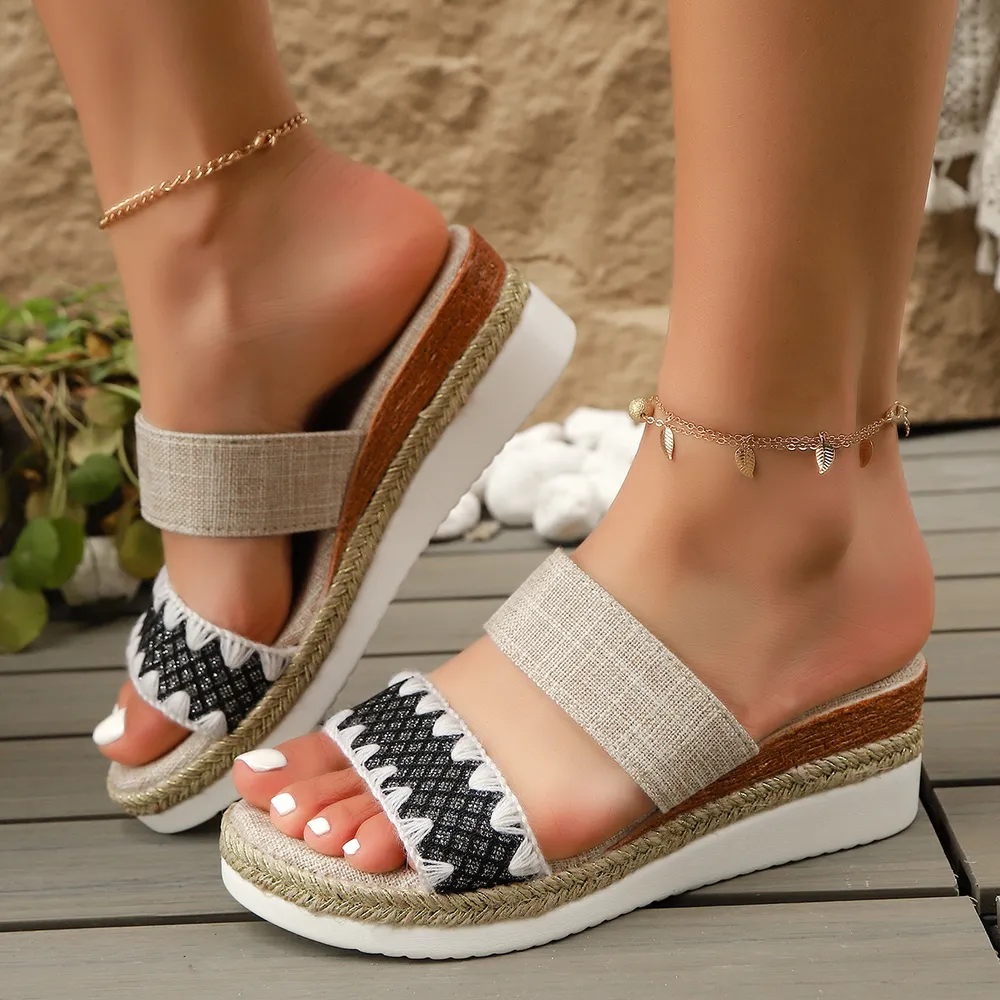 Braided Strap Espadrille Platform Sandals, image 4