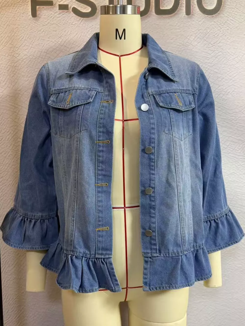 Ruffle Hem Denim Jacket, image 5