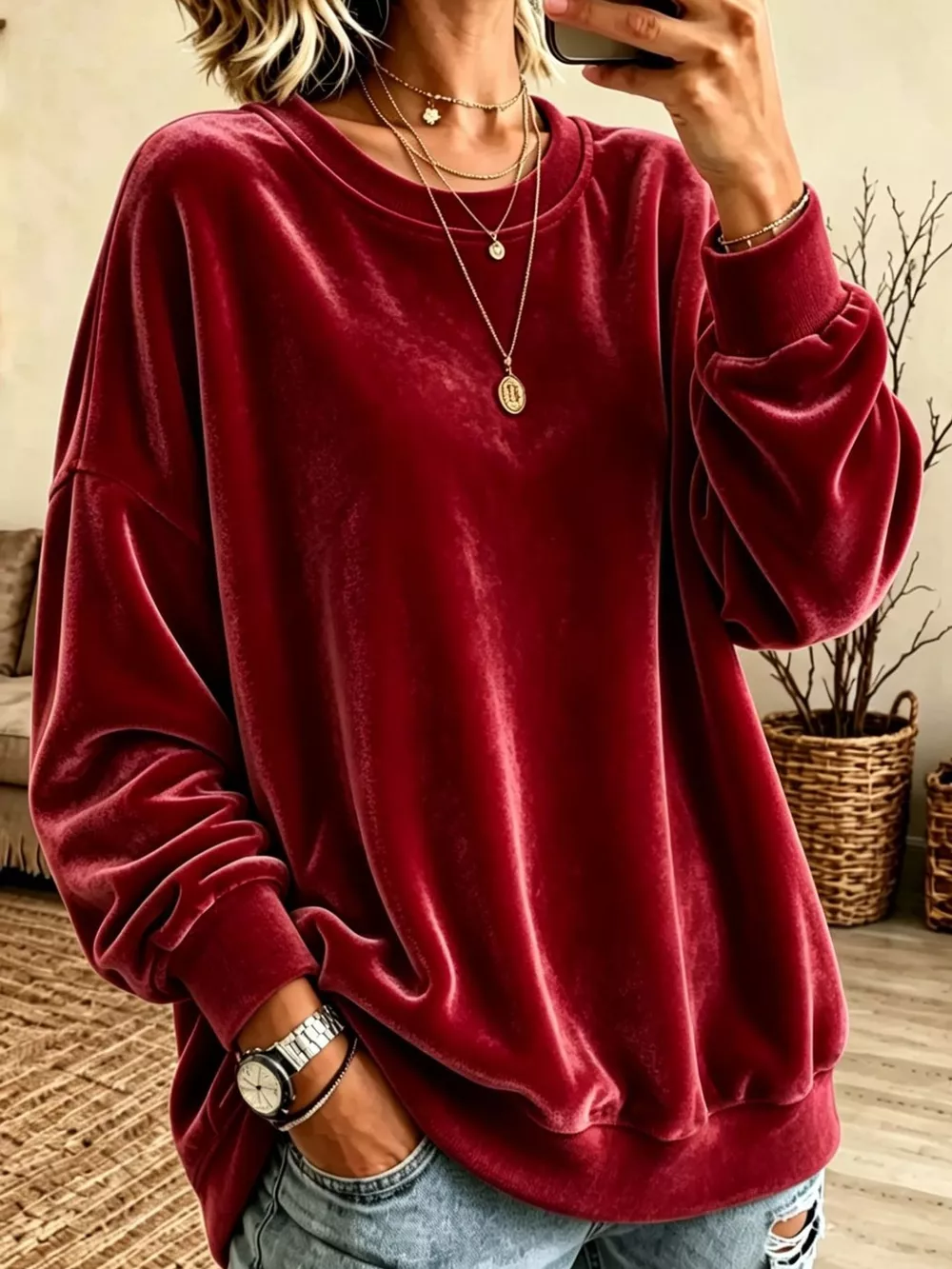 Full Size Crew Neck Drop Shoulder Sweatshirt Plus Size, image 12