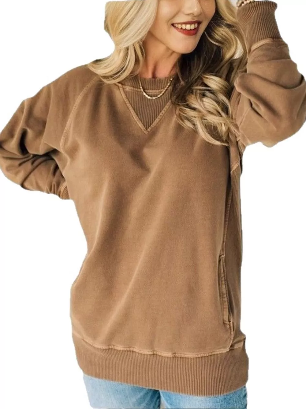 Crew Neck Raglan Sleeve Sweatshirt, image 24
