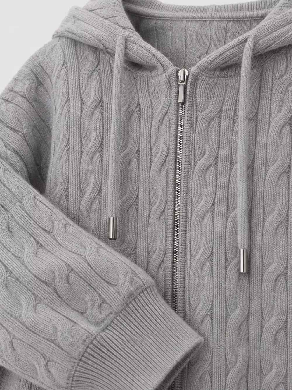 Cable Knit Zip-Up Hooded Cardigan and Wide-Leg Pants Sweater Set, image 31