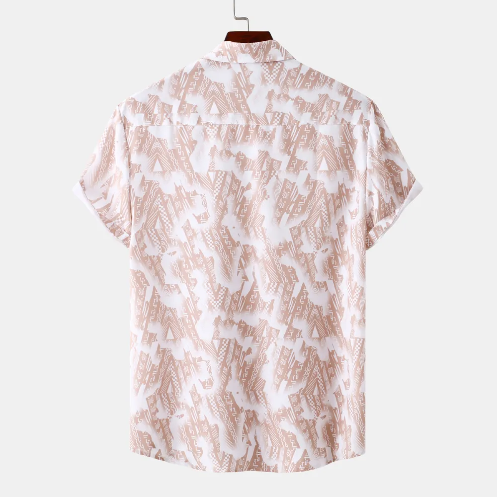 Men's Plus Size Printed Short Sleeve Button-Up Shirt, image 2