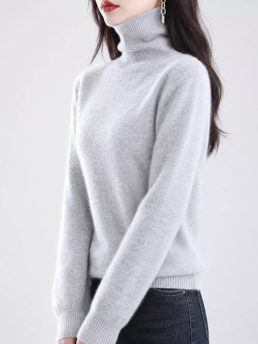 Full Size Turtleneck Long Sleeve Sweater Plus Size, image 12
