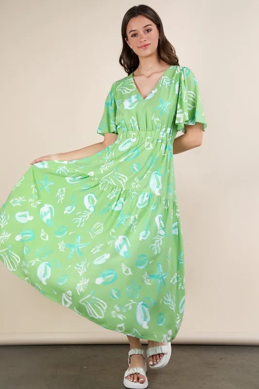 Printed V-Neck Resort Midi Dress, image 4