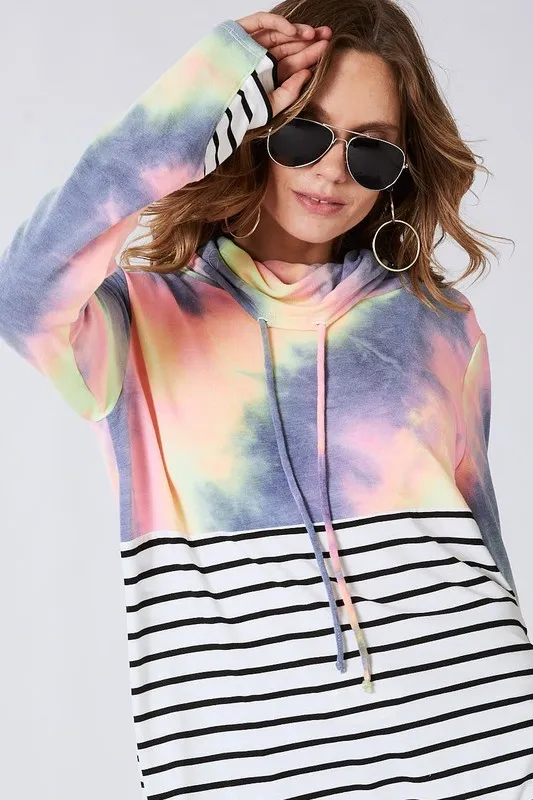 Tie Dye French Terry Cowl Neck Top, image 7