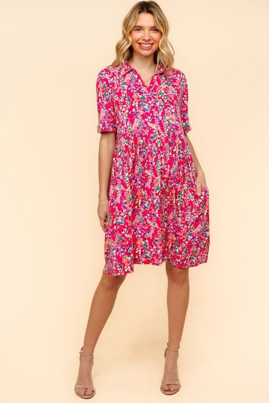 Johnny Collar Babydoll Dress with Side Pockets, image 7