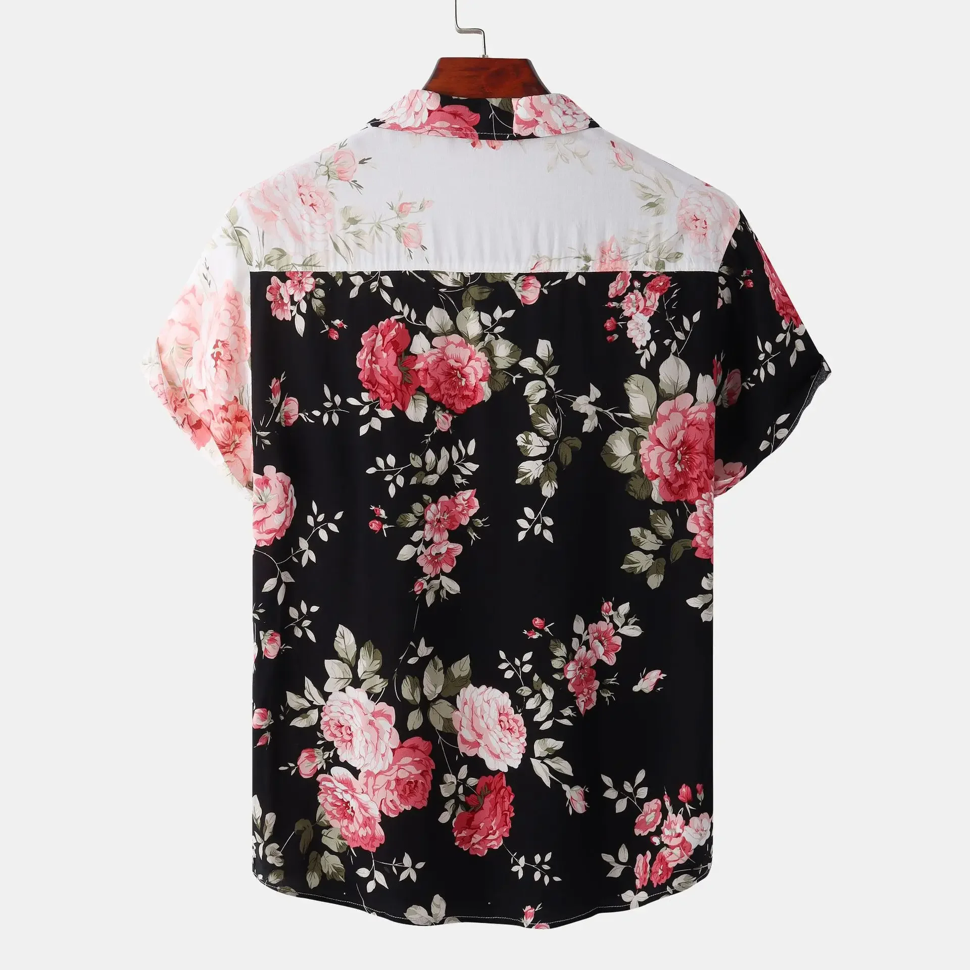 Men's Plus Size Floral Short Sleeve Shirt, image 2