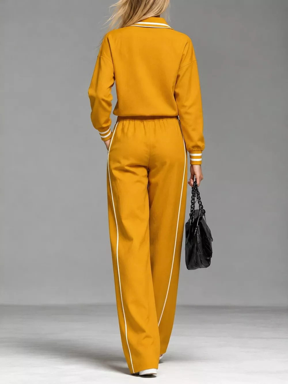 Striped Half Zip Top and Pants Set, image 2