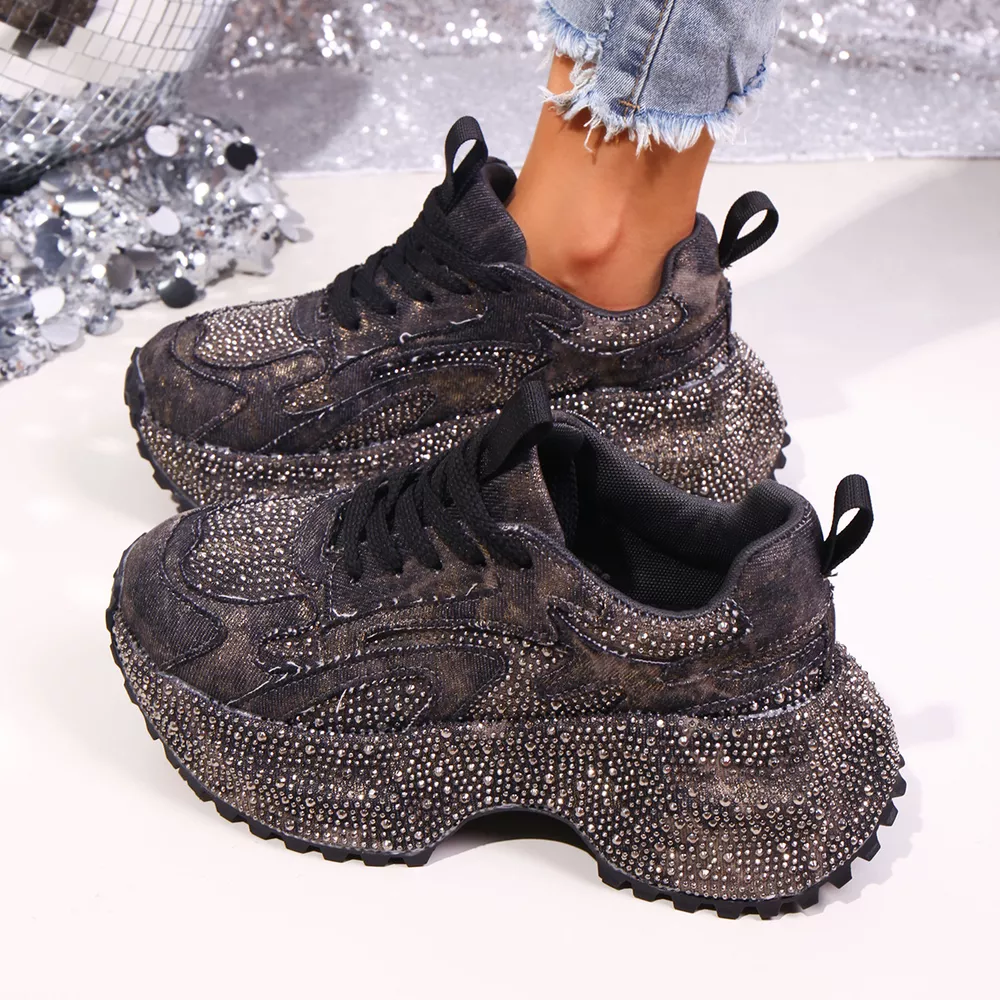 Rhinestone Lace Up Sneaker, image 4