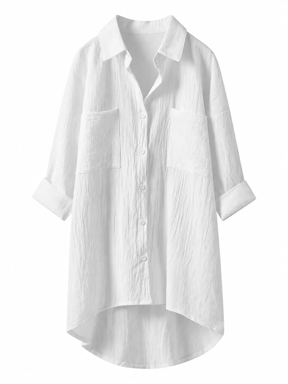Full Size Casual Button-Down Shirt with Dual Chest Pockets Plus Size