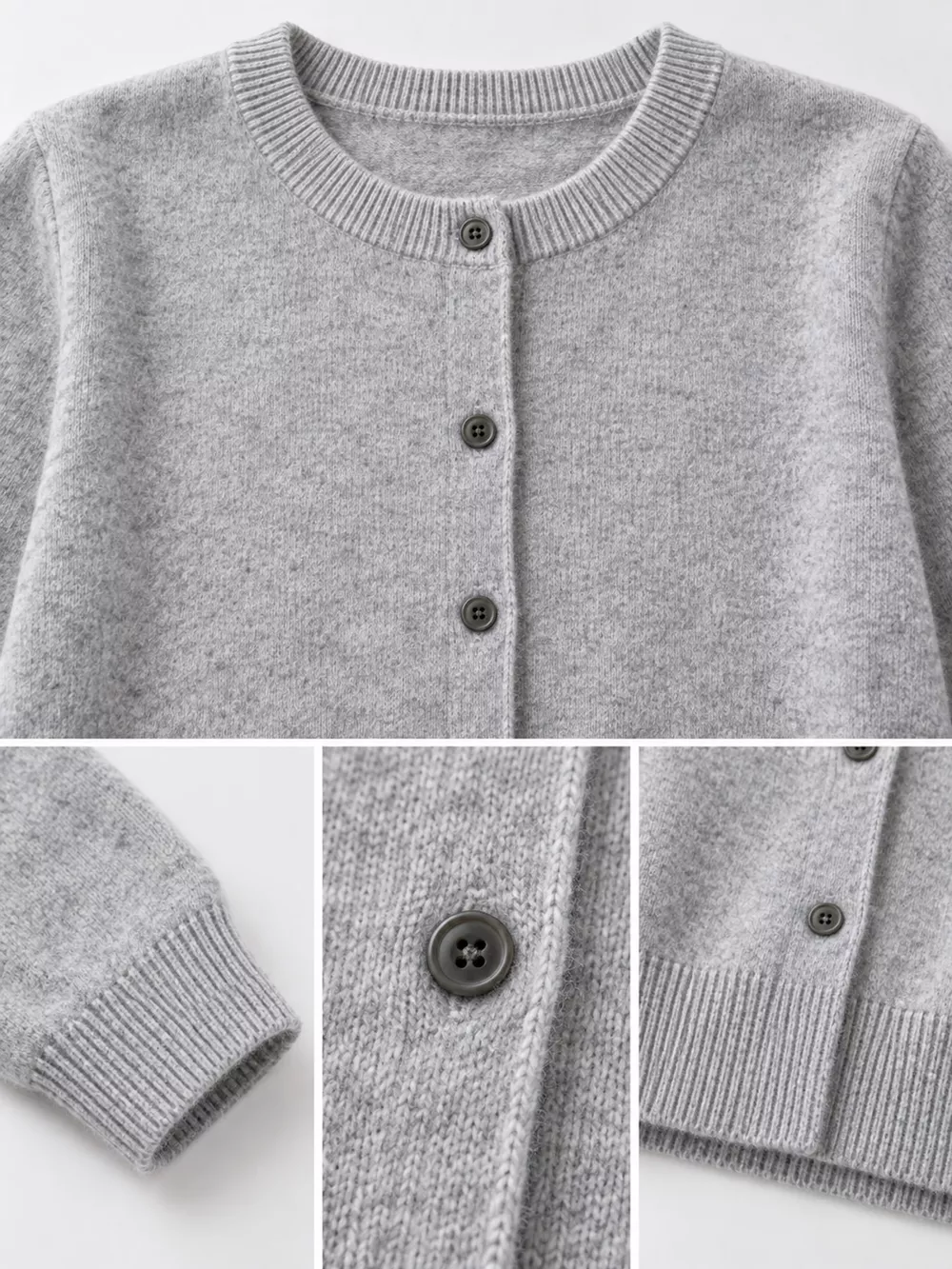 Classic Crew Neck Knit Cardigan, image 6