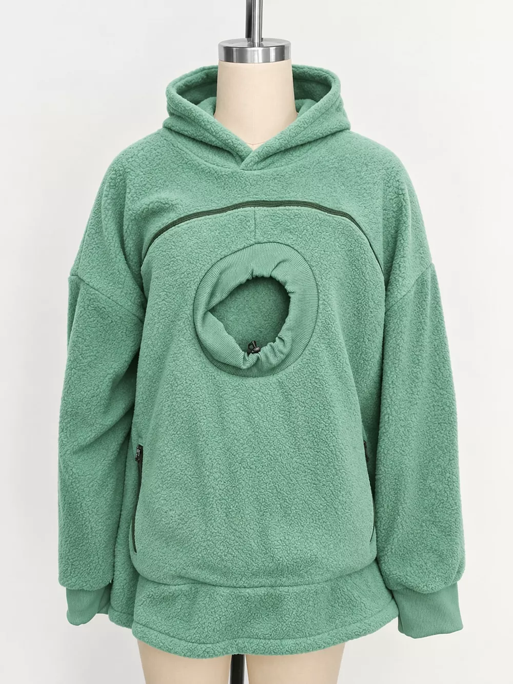 Full Size Fleece Pet-Carrying Hoodie with Cat Pouch Plus Size, image 17