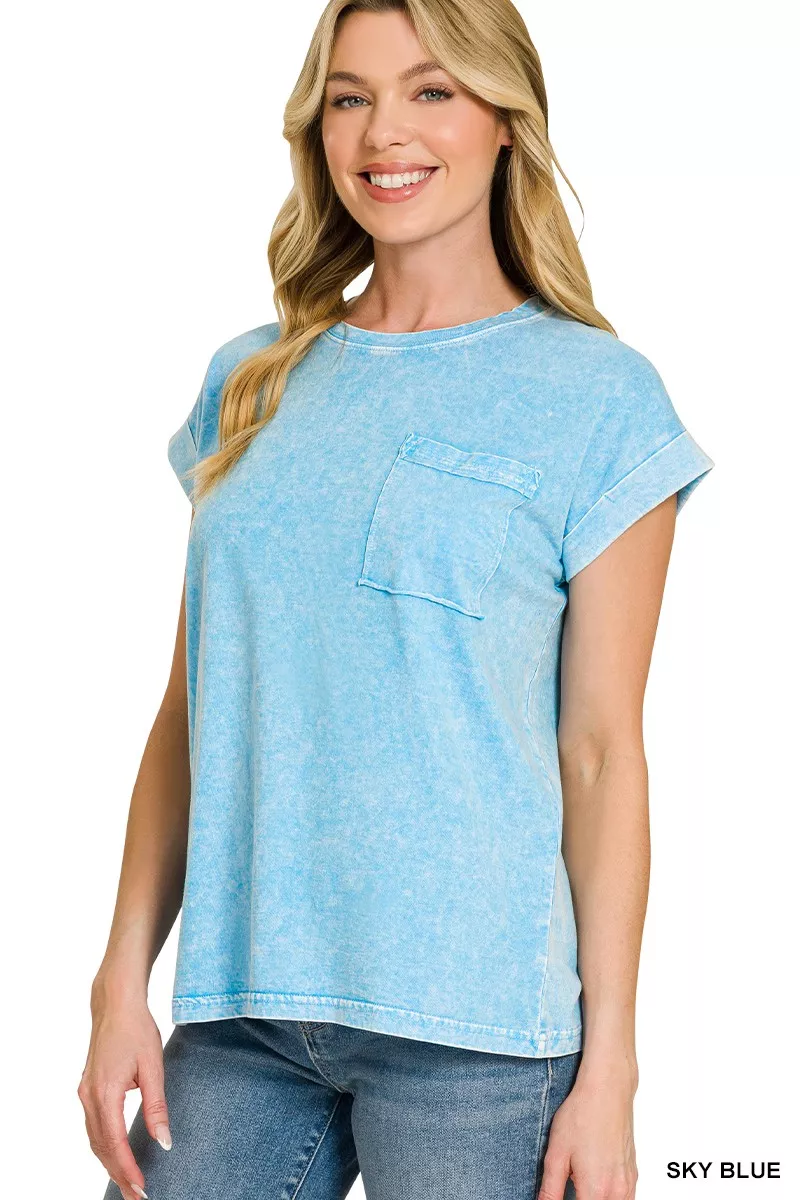 Halo Snow Washed Cuffed Short Sleeve Tee, image 2