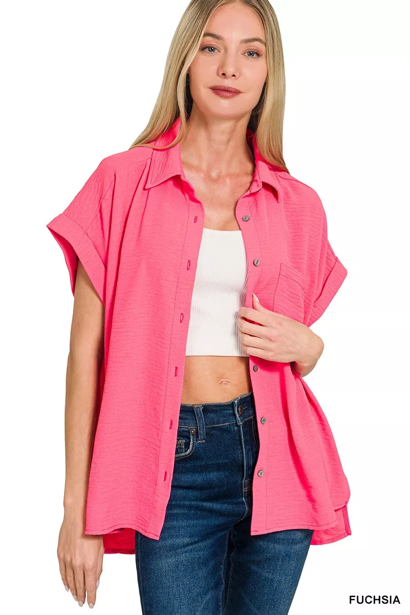 Woven Airflow Button Down Shirt, image 3