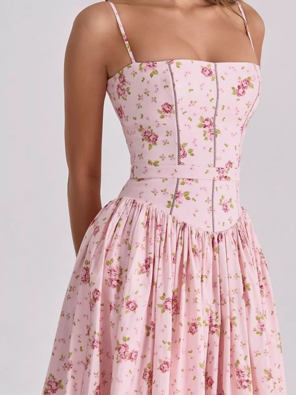 Floral Spaghetti Straps Midi Dress, image 57