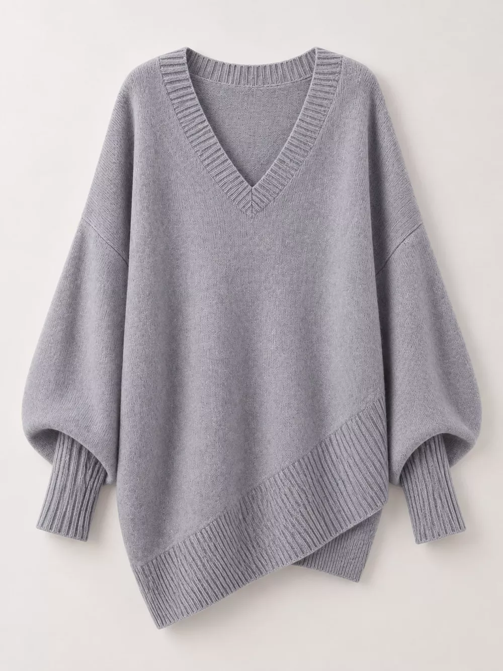 Full Size V-Neck Oversized Batwing Sleeve Sweater Plus Size, image 45