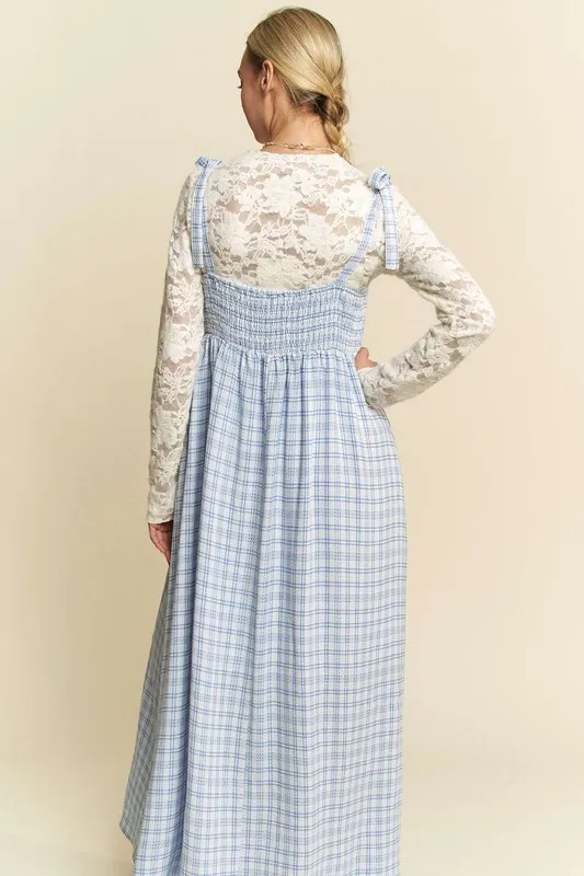Plaid Smocking Sleeveless Maxi Dress, image 6