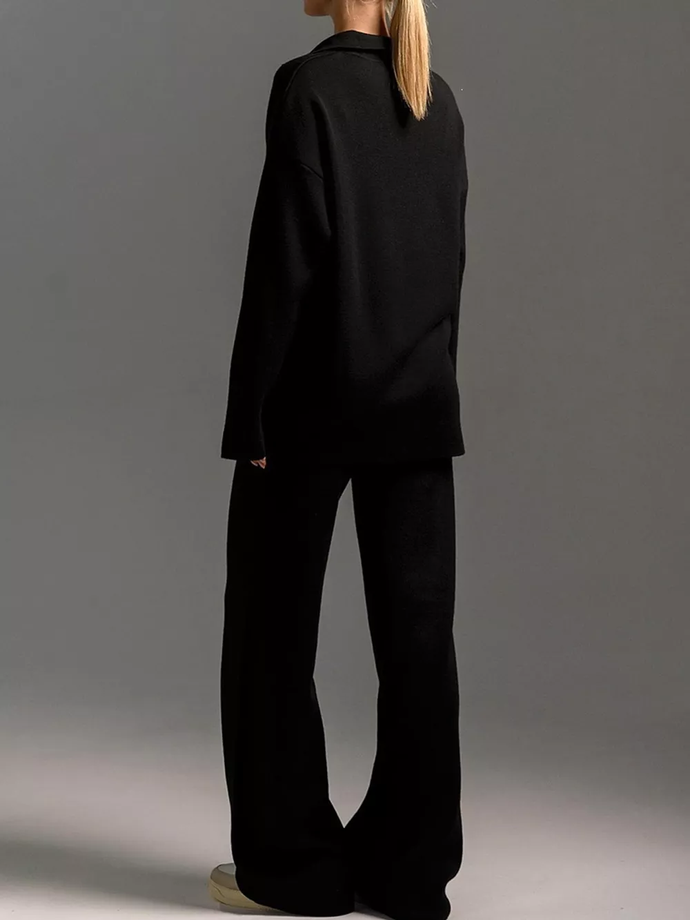 Polo Collar Top and Wide-Leg Pants Set, image 7