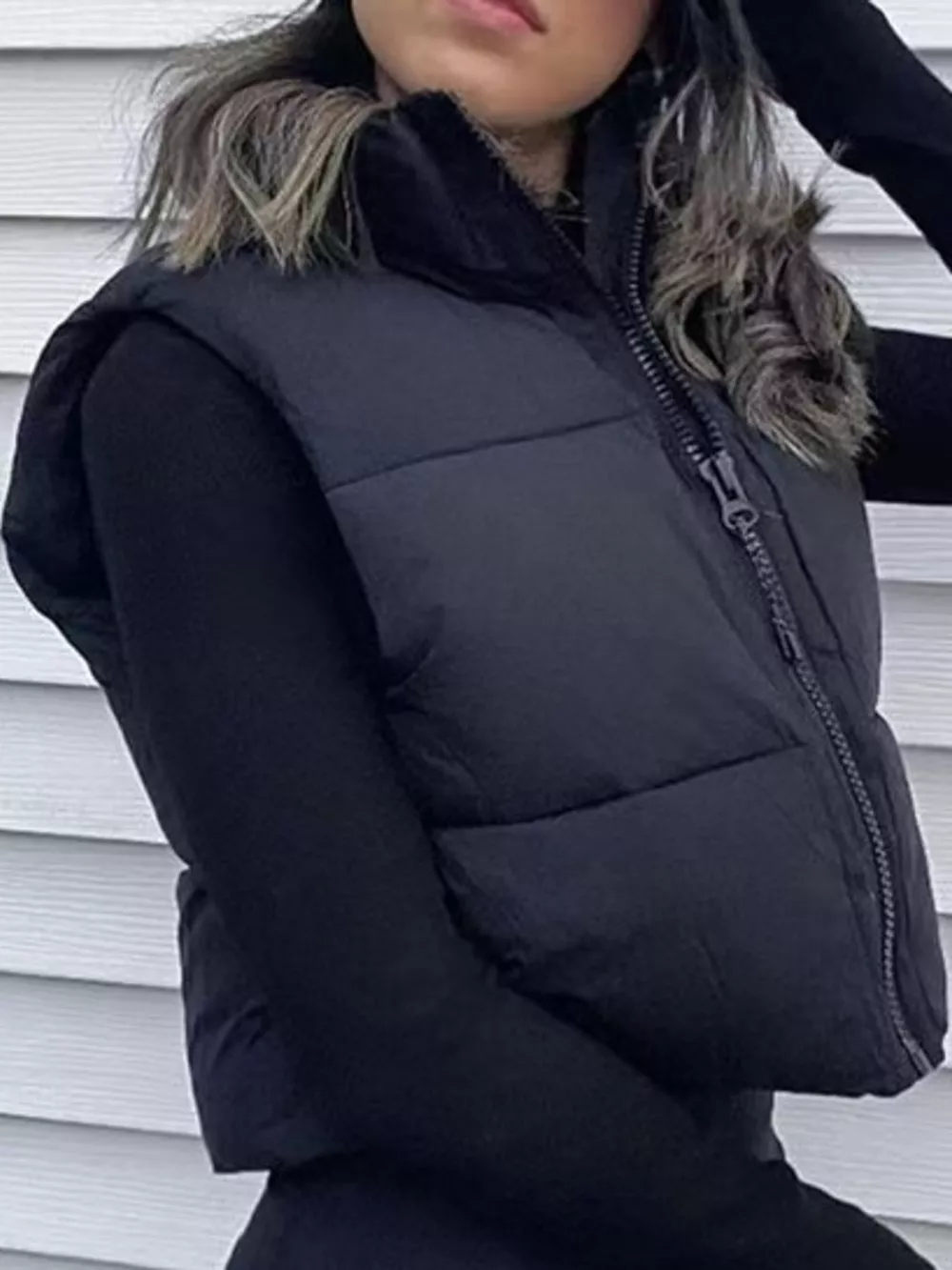 Zip-Up Puffer Vest Coat, image 3