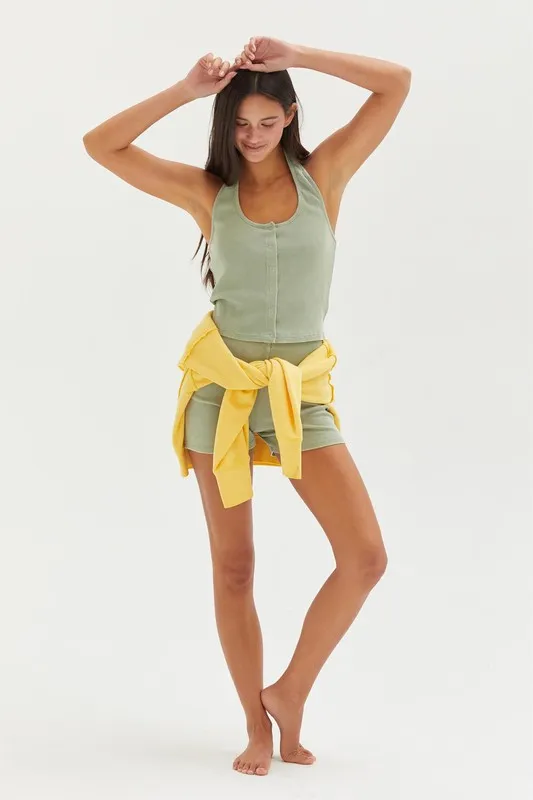 Halter Neck Buttoned Washed Top, image 4
