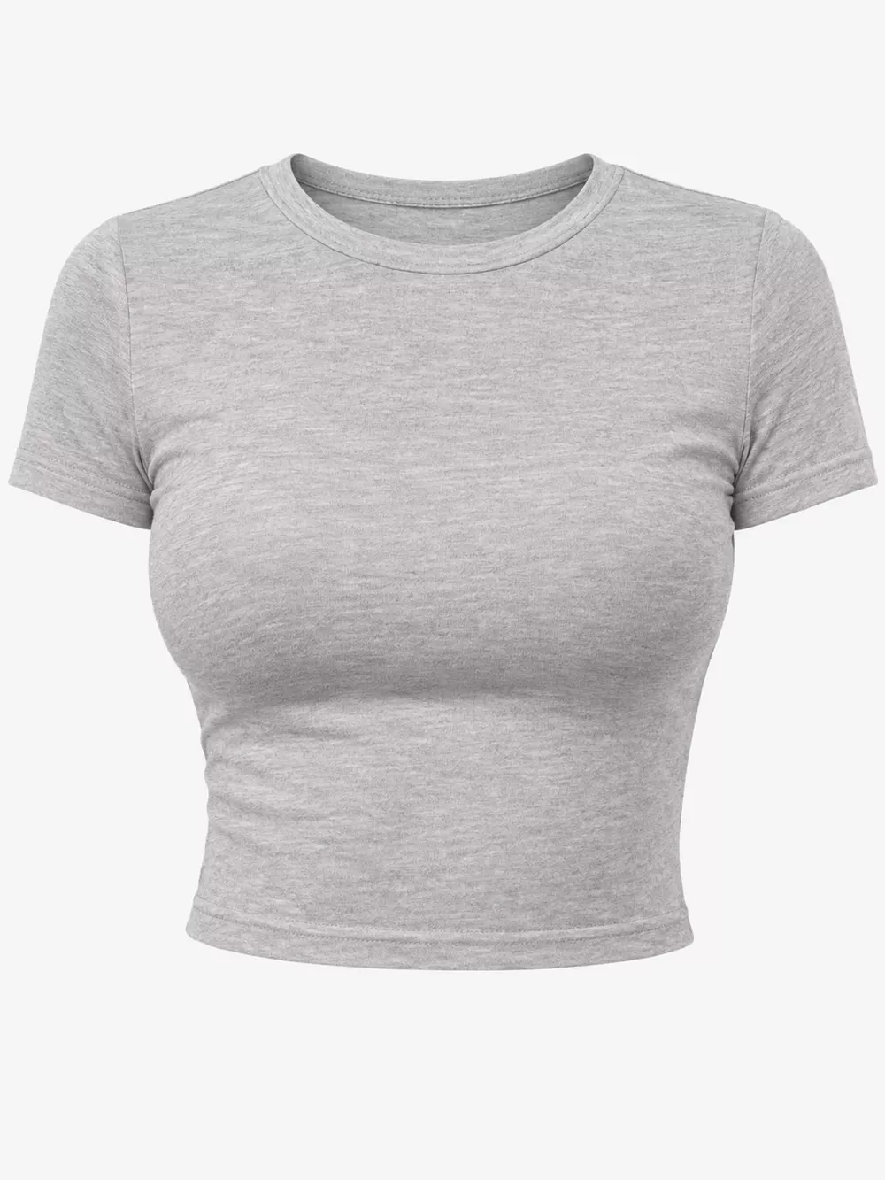 Slim Fit Basic Crew Neck Short Sleeve Crop T-Shirt, image 51