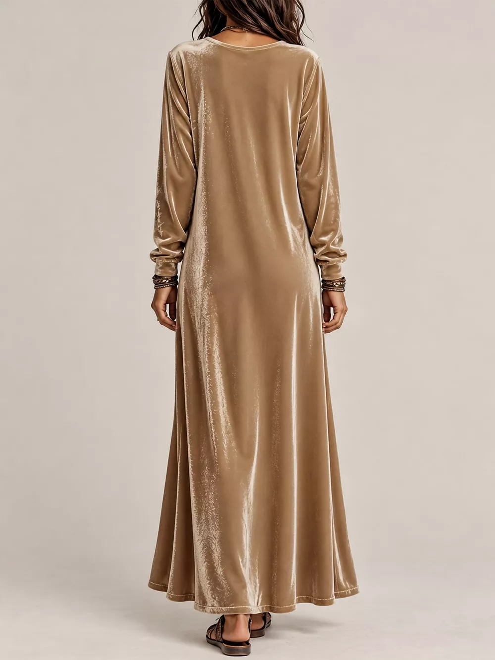 Velvet Long-Sleeve Maxi Dress, image 18