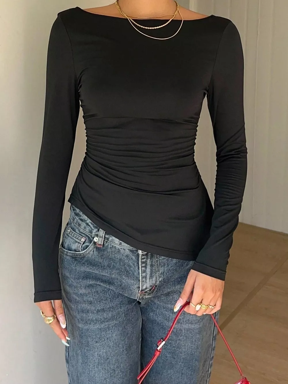 Lace Back Long Sleeve T-Shirt, image 4