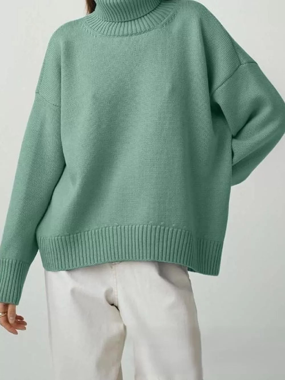 Oversized Turtleneck Dropped Shoulder Sweater, image 41
