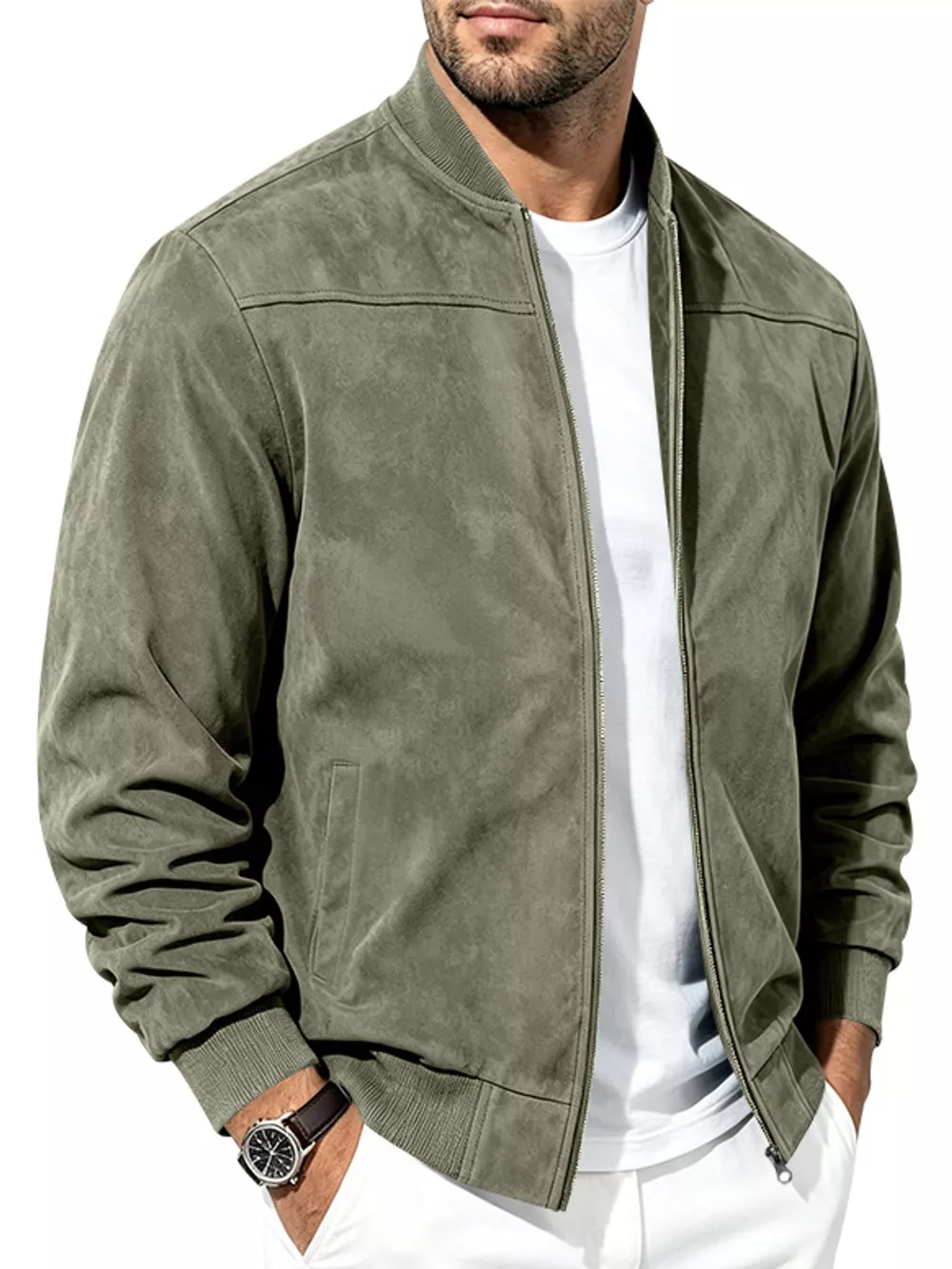 Men's Full Size Zip Up Long Sleeve Jacket Plus Size, image 2