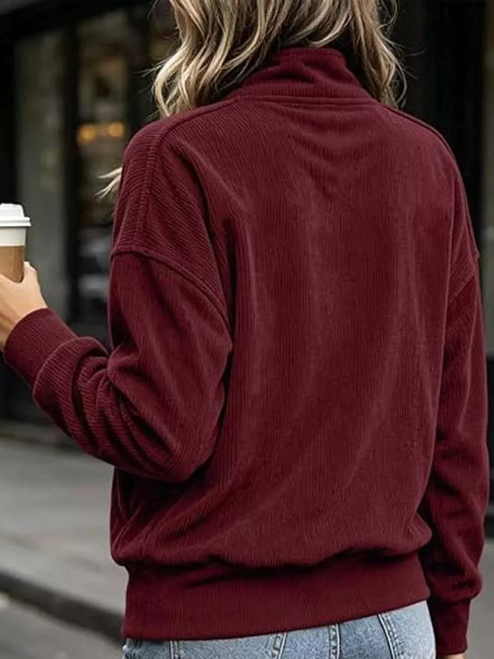 Full Size Quarter-Snap Sweatshirt with Kangaroo Pocket Plus Size, image 10