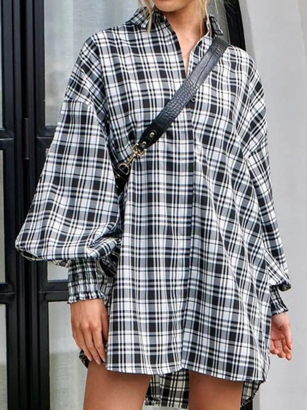 Oversized Plaid Button Up Shirt, image 15