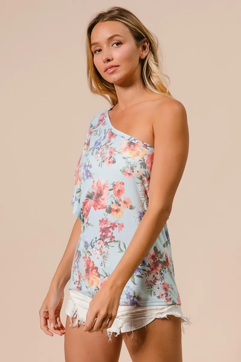 Floral Printed Jersey Knit Ruffle Sleeve Top, image 3