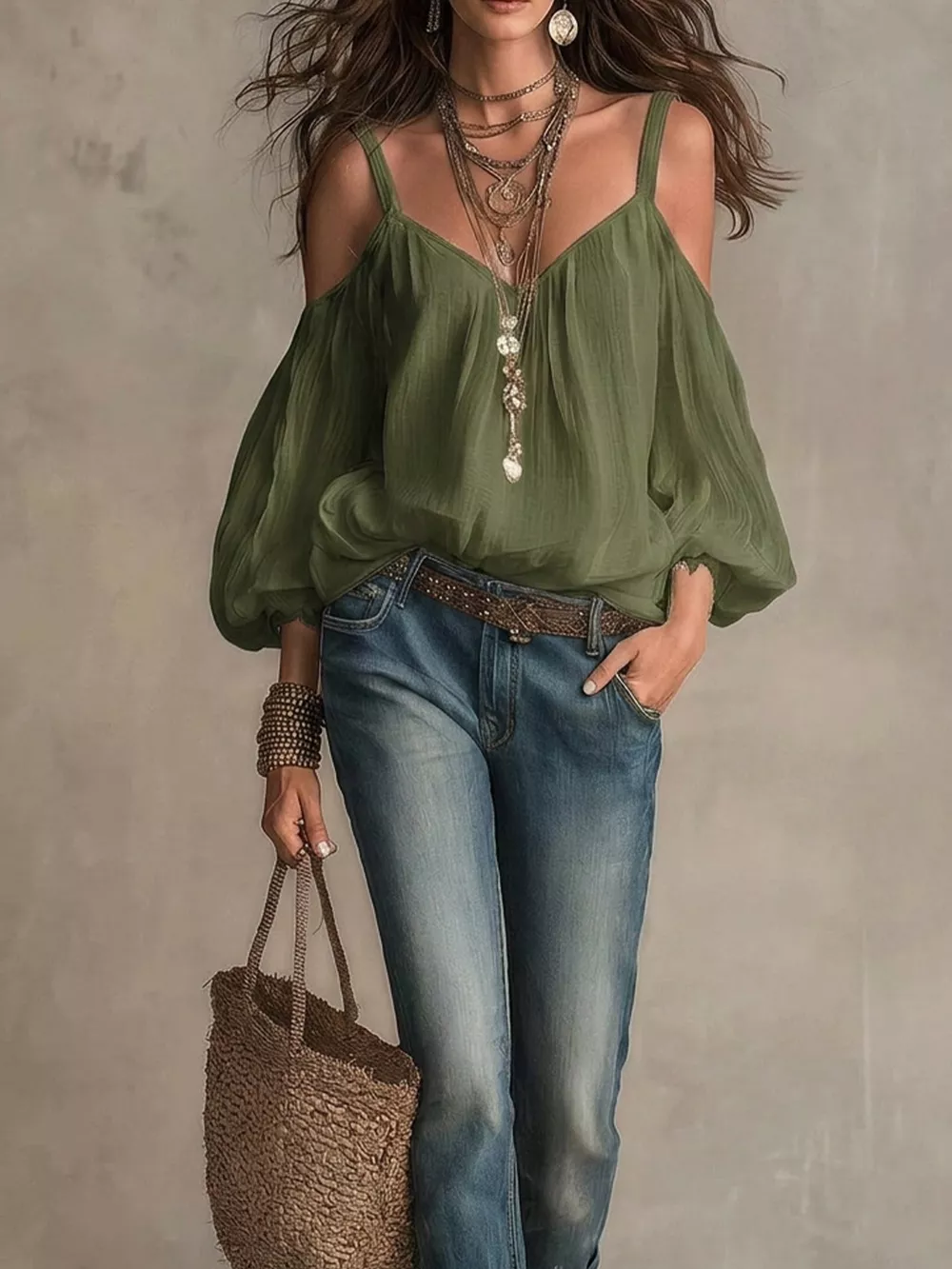 Cold Shoulder Balloon Sleeve Blouse, image 8