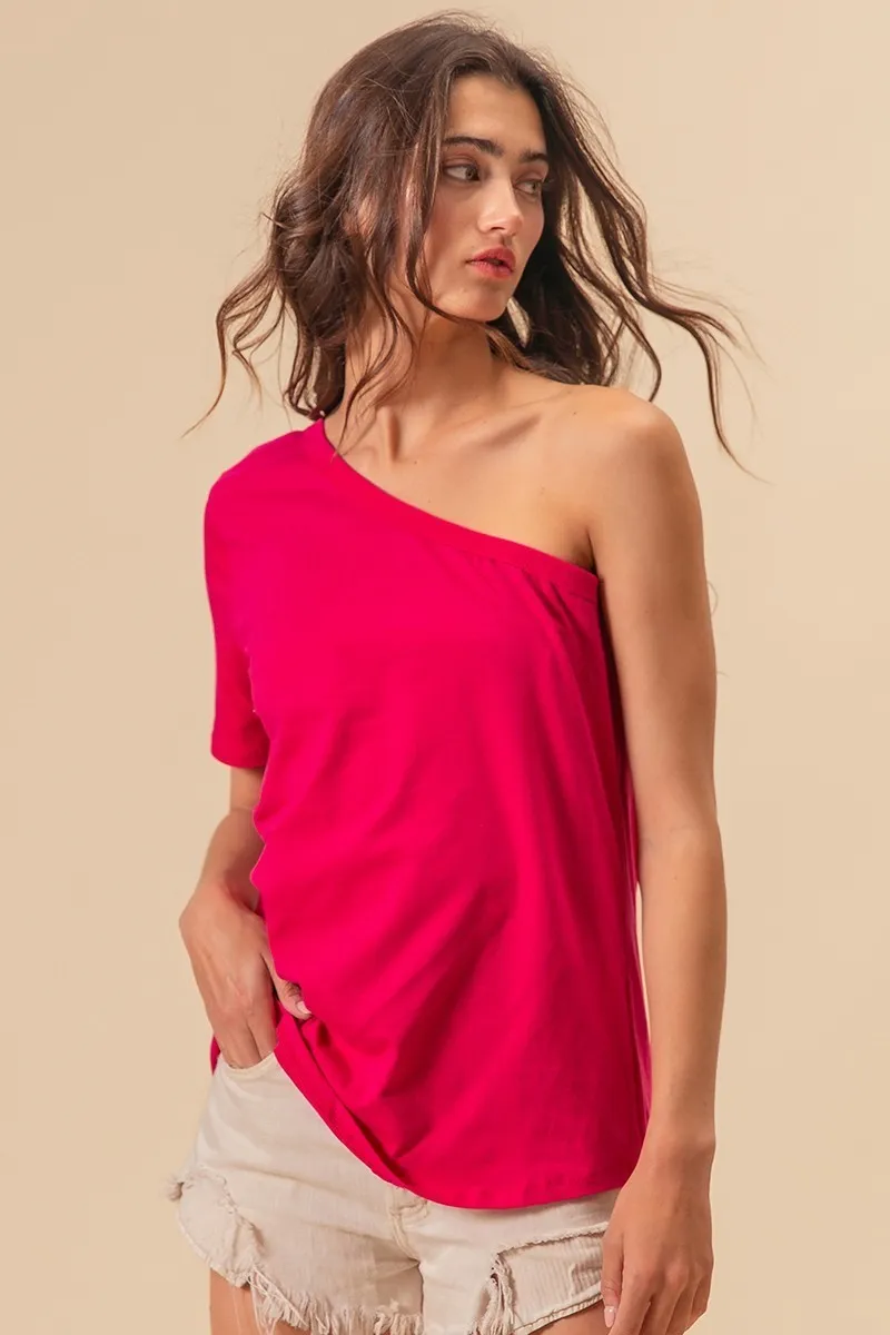 Cotton Span Knit One Shoulder Top, image 4