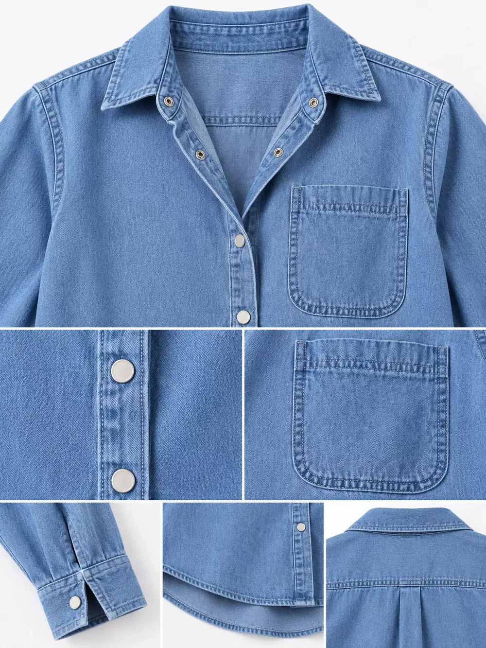 Snap Down Long Sleeve Denim Shirt, image 7