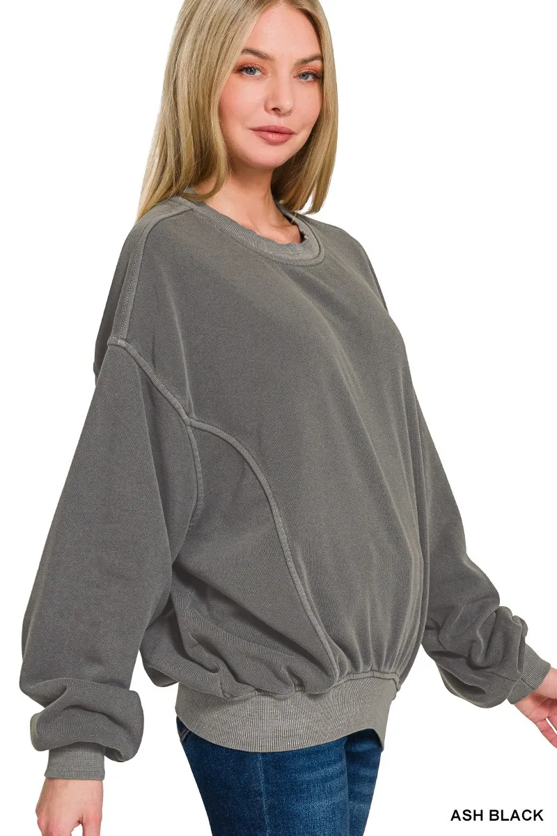 Soft Fleece Pigment Dye Pullover, image 3
