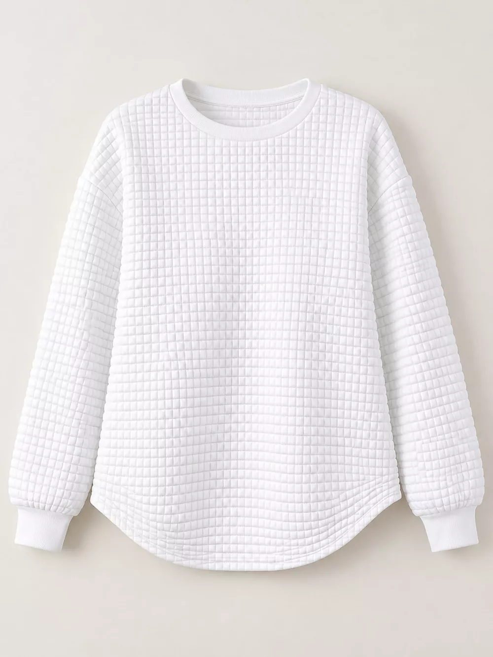 Plus Size Textured Waffle Knit Crew Neck Sweatshirt, image 6