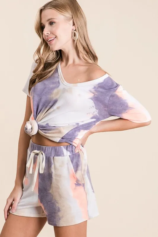 Tie Dye Terry Shorts with Drawstring, image 7
