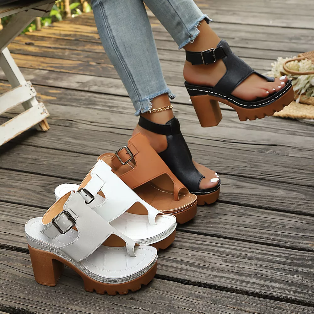 Toe Loop Block Heels Sandals, image 2