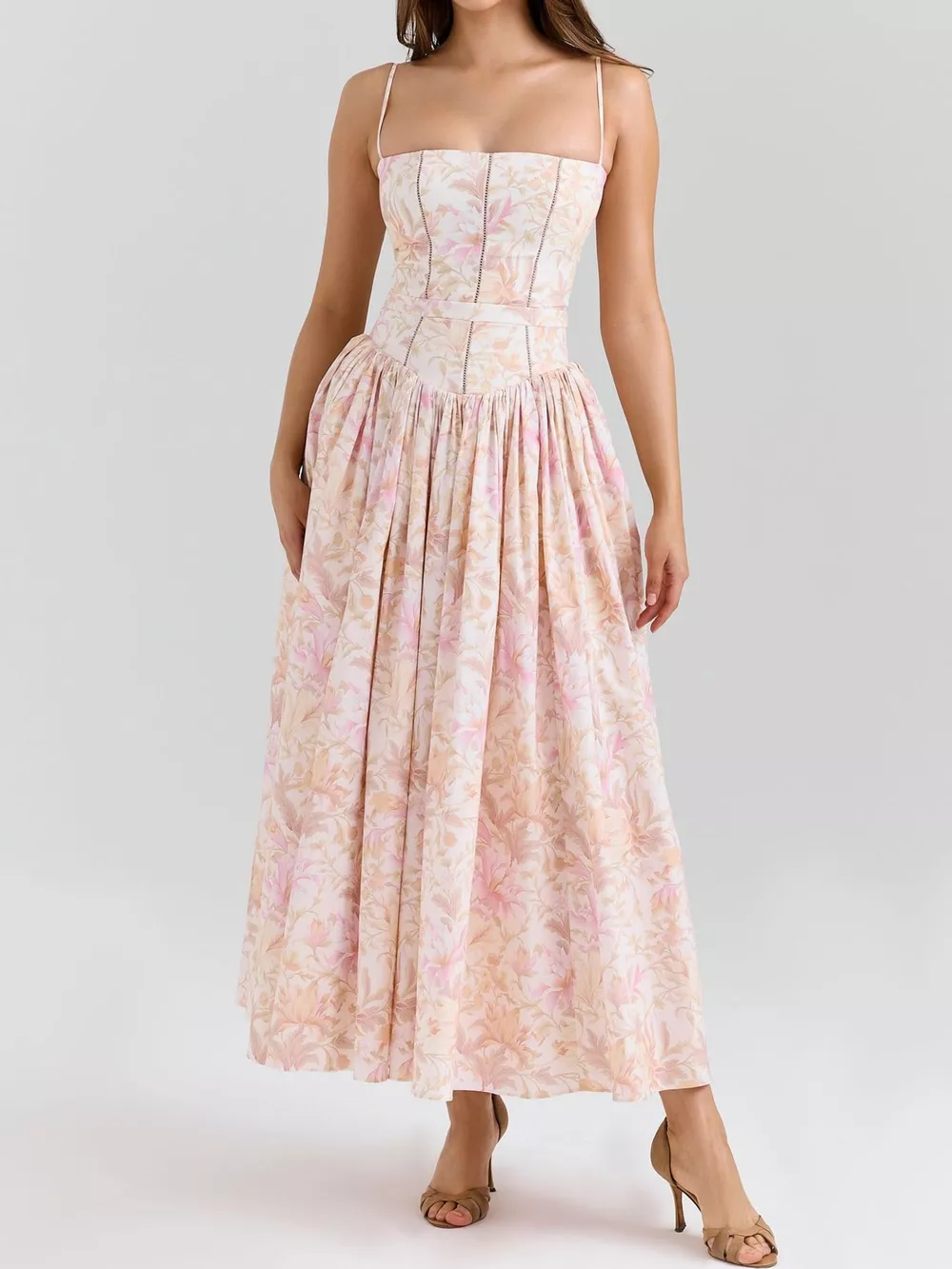 Floral Spaghetti Straps Midi Dress, image 50