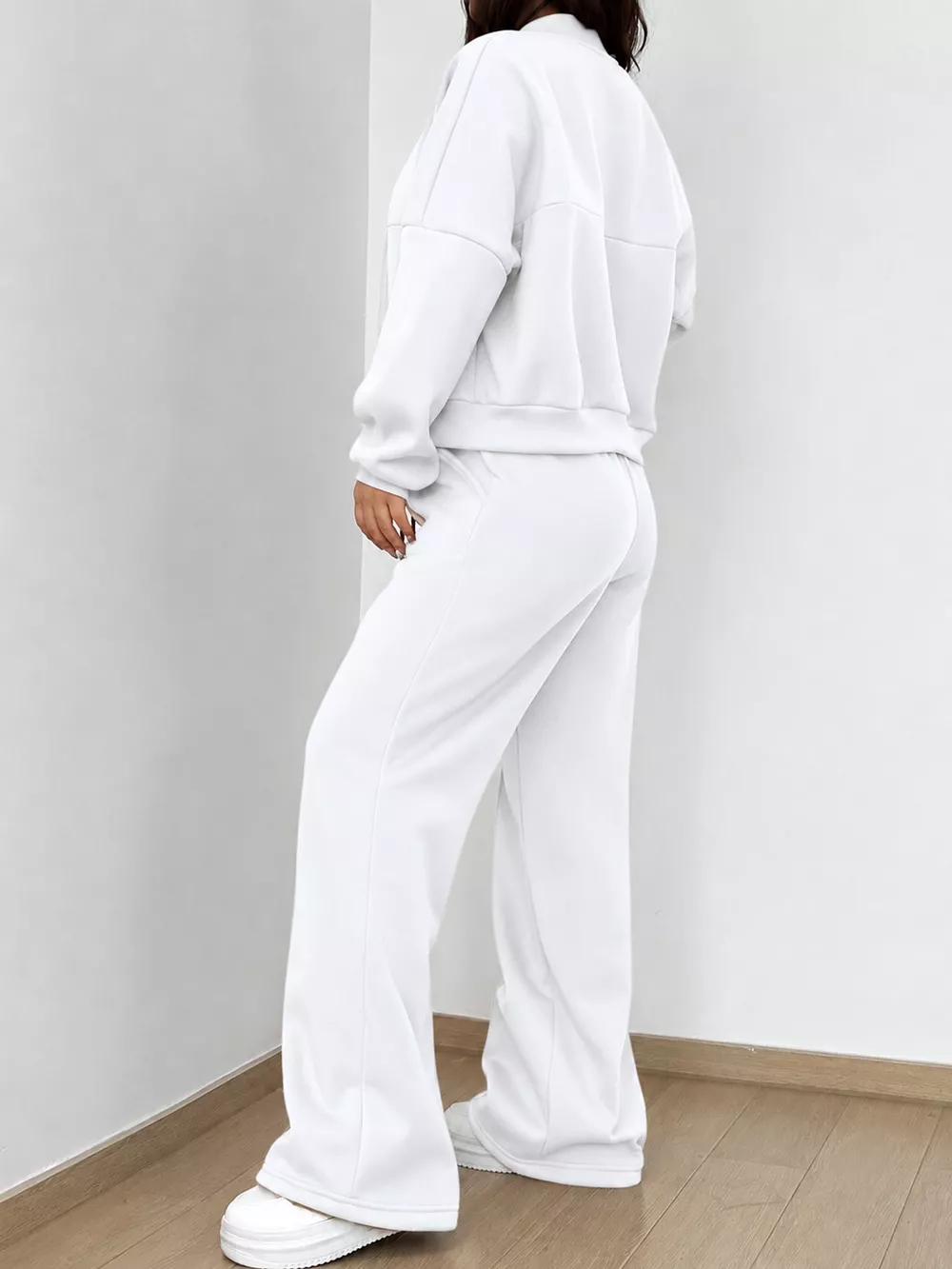 Casual Zip-Up Jacket and Wide-Leg Sweatpants Set, image 20