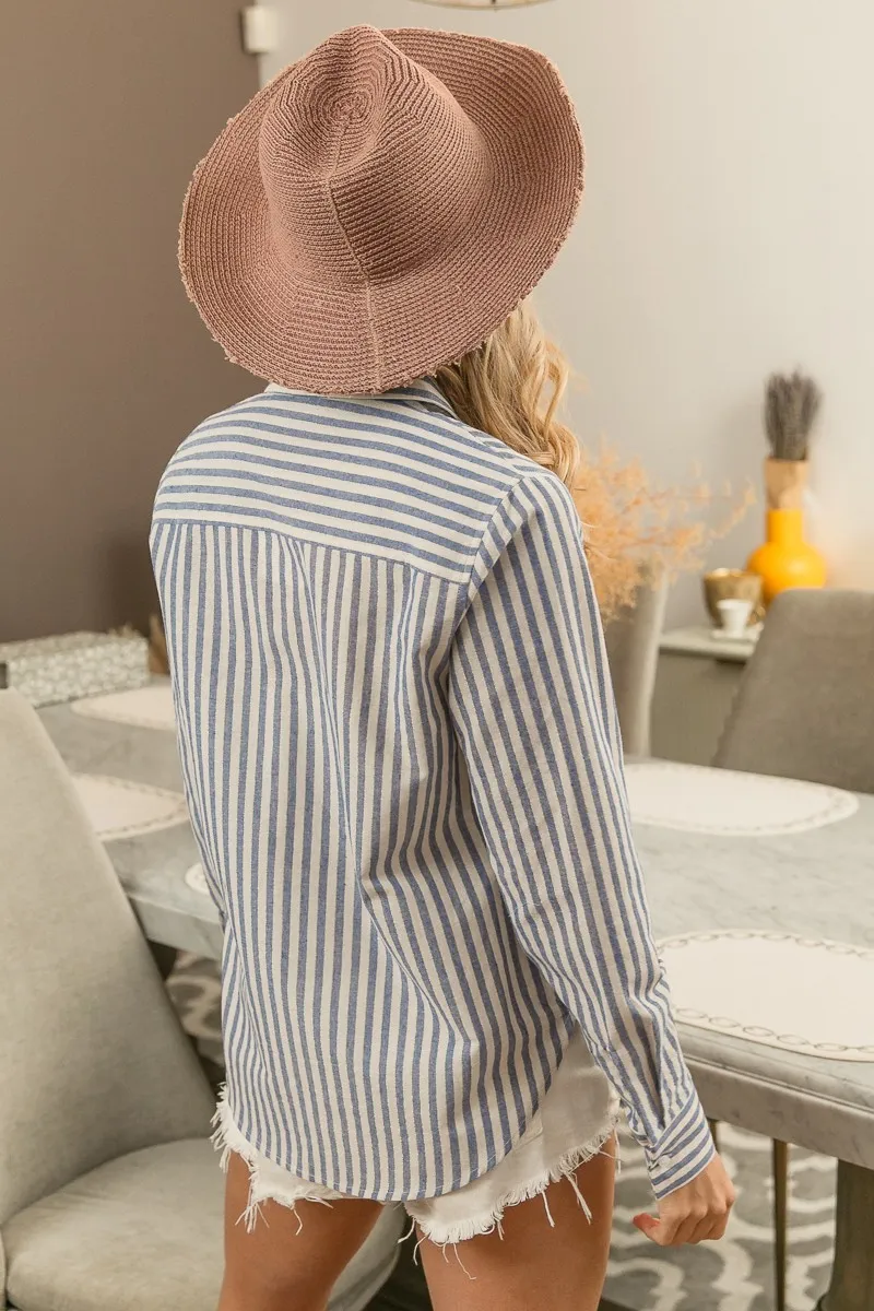 Lurex Linen Stripe Shirt Button Down Top, image 19
