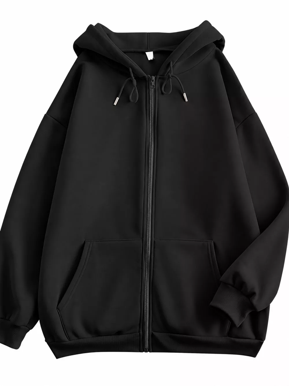 Full Size Oversized Solid Zip-Up Hoodie with Drawstring Plus Size, image 41