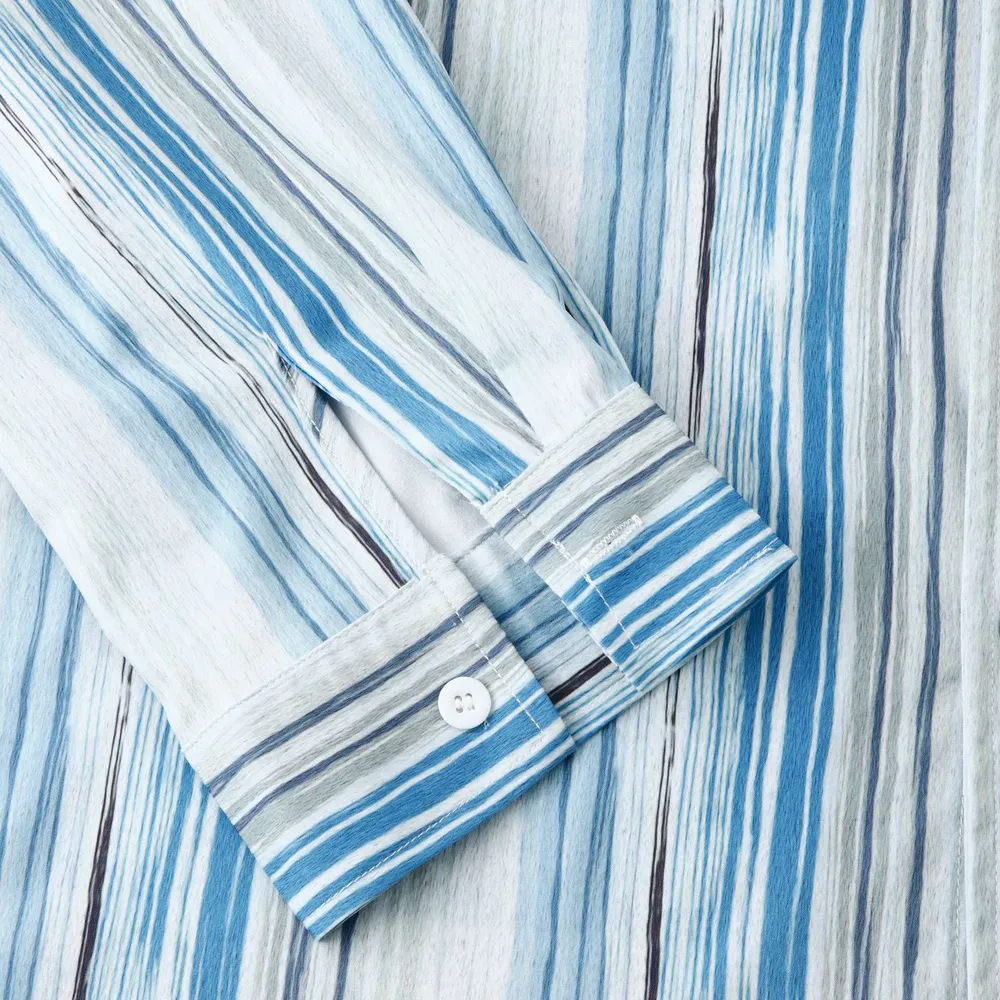 Men's Striped Button-Up Long Sleeve Shirt, image 6