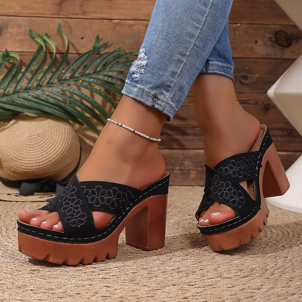 Open Toe Block Heels Sandals