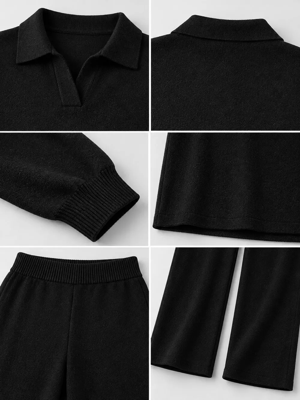 Polo Collar Top and Wide-Leg Pants Set, image 9
