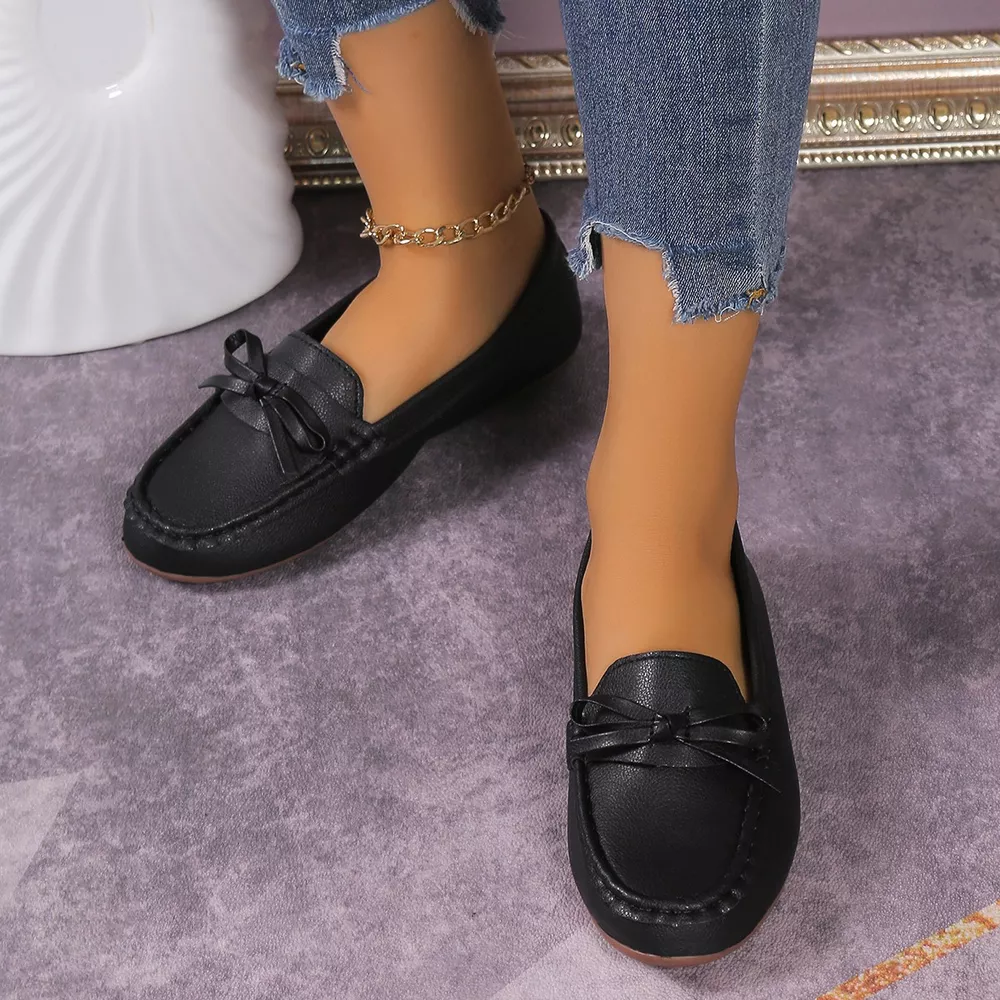 Bow Decor Round Toe Slip-Ons, image 5